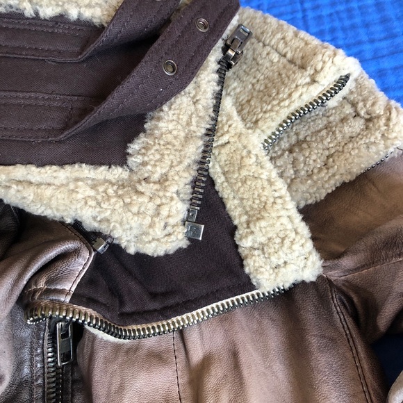 SWORD DISTRESSED AVIATOR MOTO LEATHER JACKET ITALY SIZE XS - Picture 4 of 15